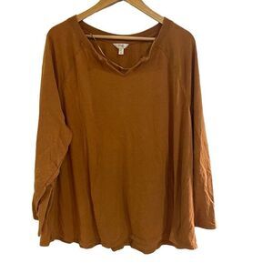 Terra & Sky size 3XL long sleeve mustard brown color comfy shirt crew neck